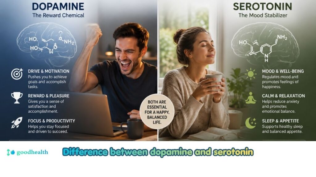 Difference between dopamine and serotonin