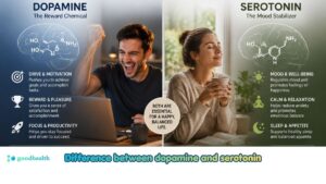 Difference between dopamine and serotonin