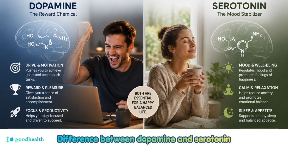 Difference between dopamine and serotonin